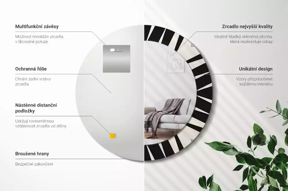 Bedrukte ronde spiegel Abstracte geometrie