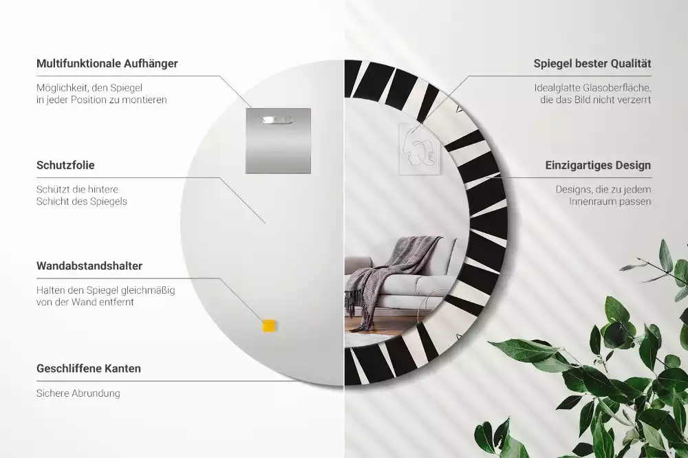 Bedrukte ronde spiegel Abstracte geometrie