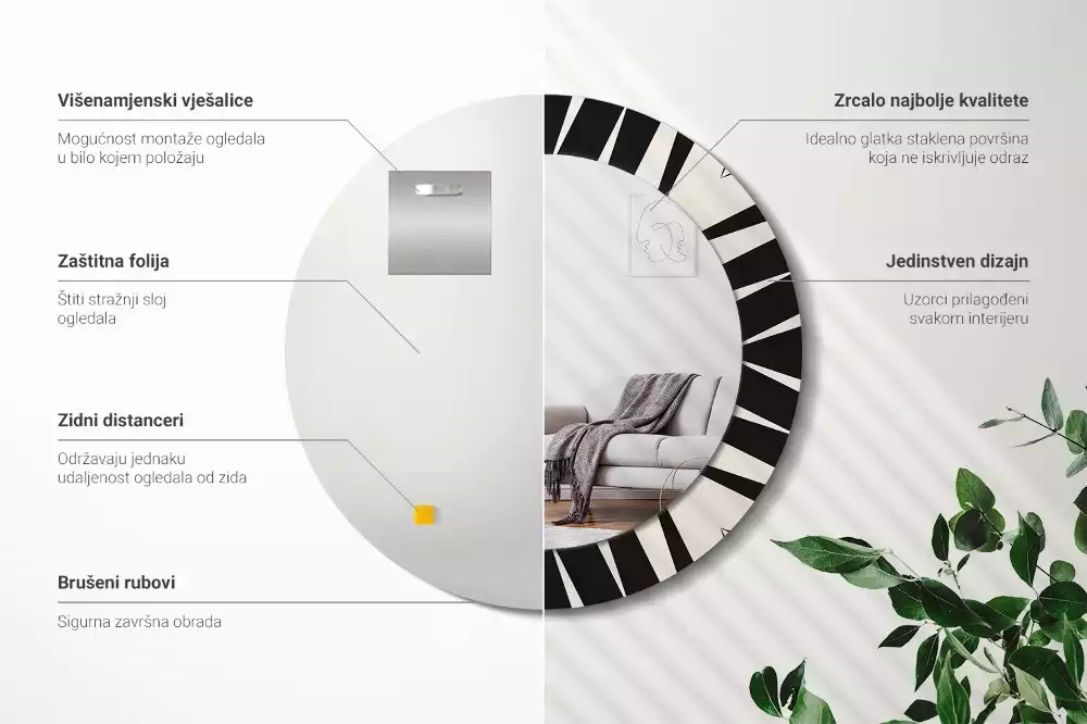 Bedrukte ronde spiegel Abstracte geometrie