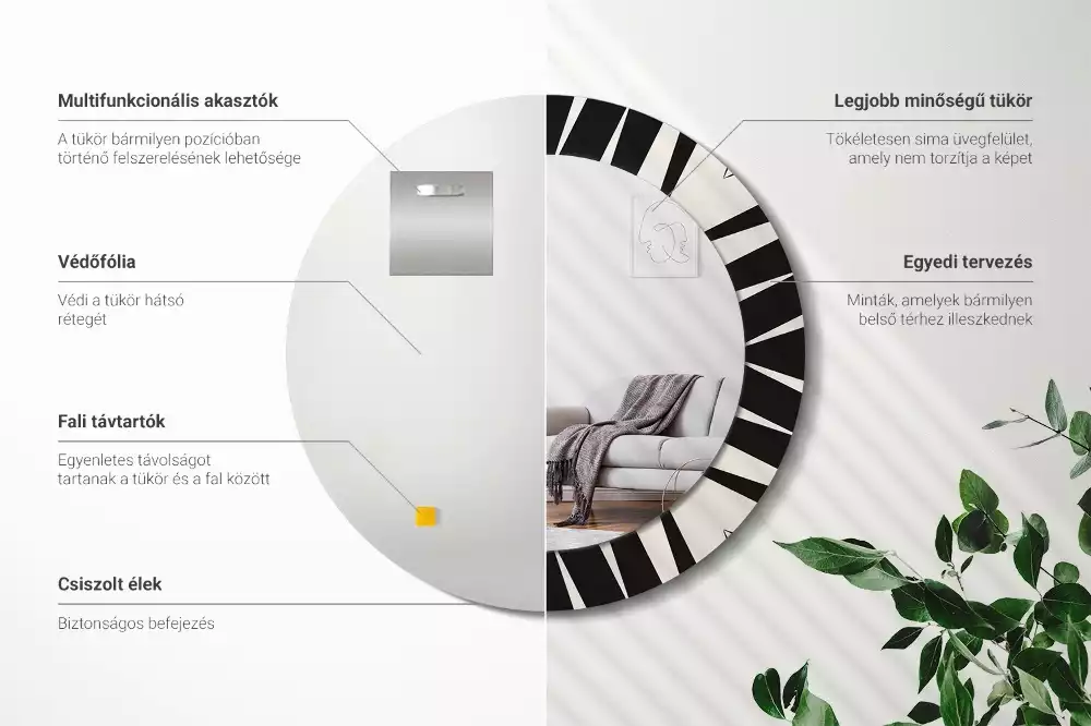 Bedrukte ronde spiegel Abstracte geometrie