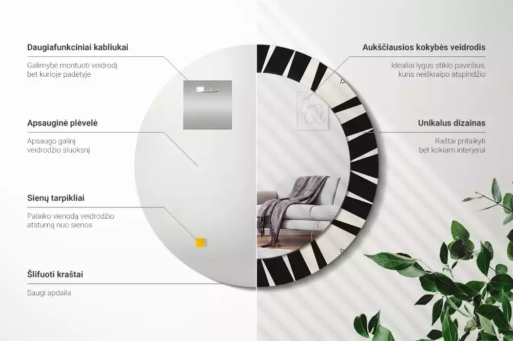 Bedrukte ronde spiegel Abstracte geometrie