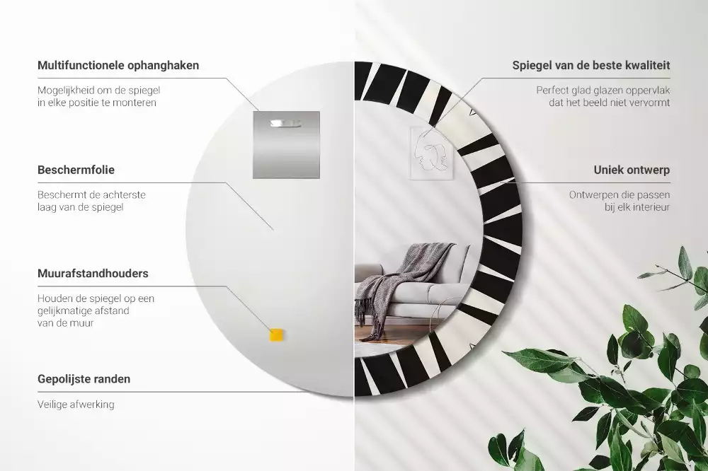 Bedrukte ronde spiegel Abstracte geometrie