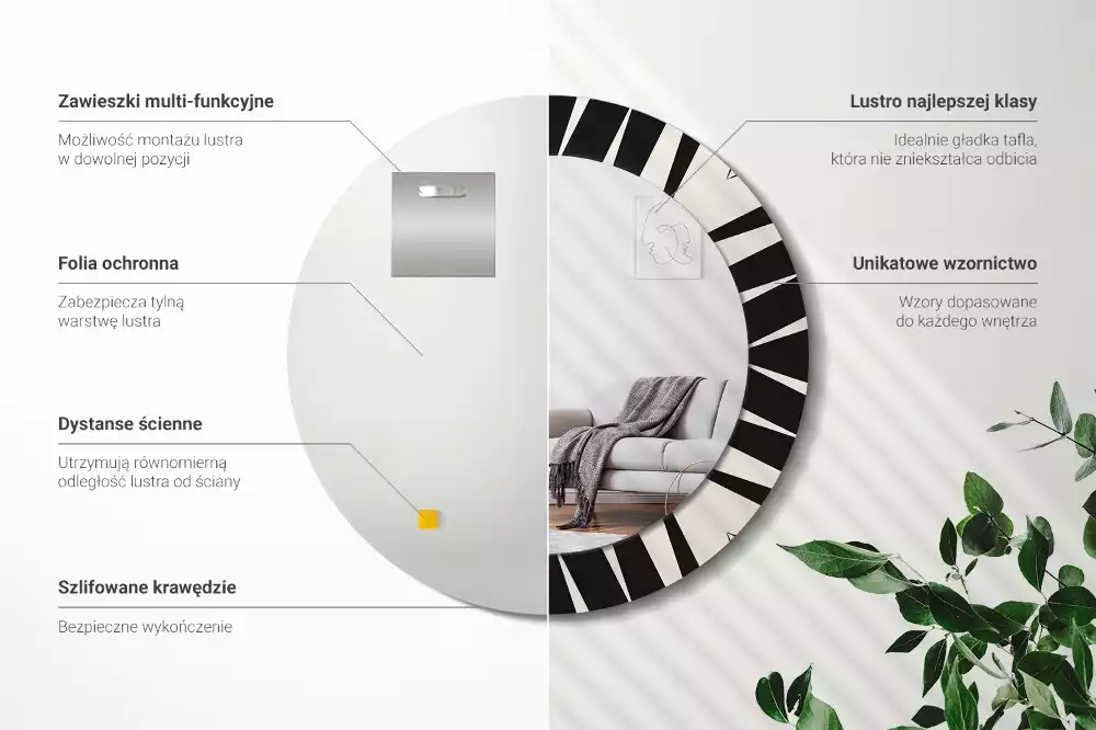 Bedrukte ronde spiegel Abstracte geometrie