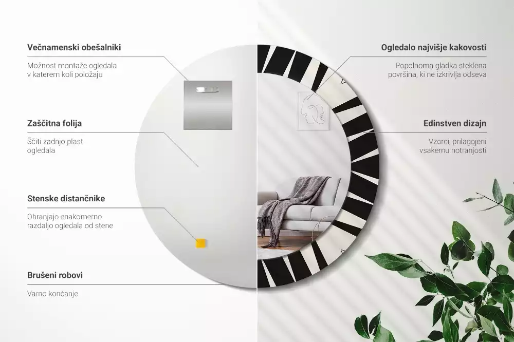 Bedrukte ronde spiegel Abstracte geometrie