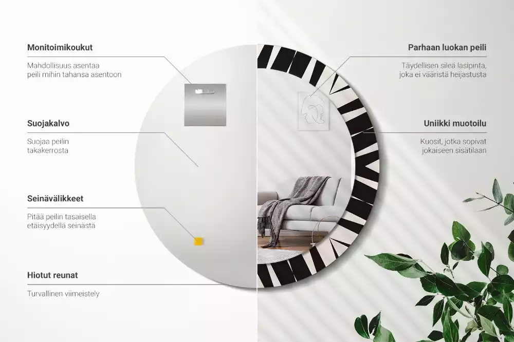 Bedrukte ronde spiegel Abstracte geometrie