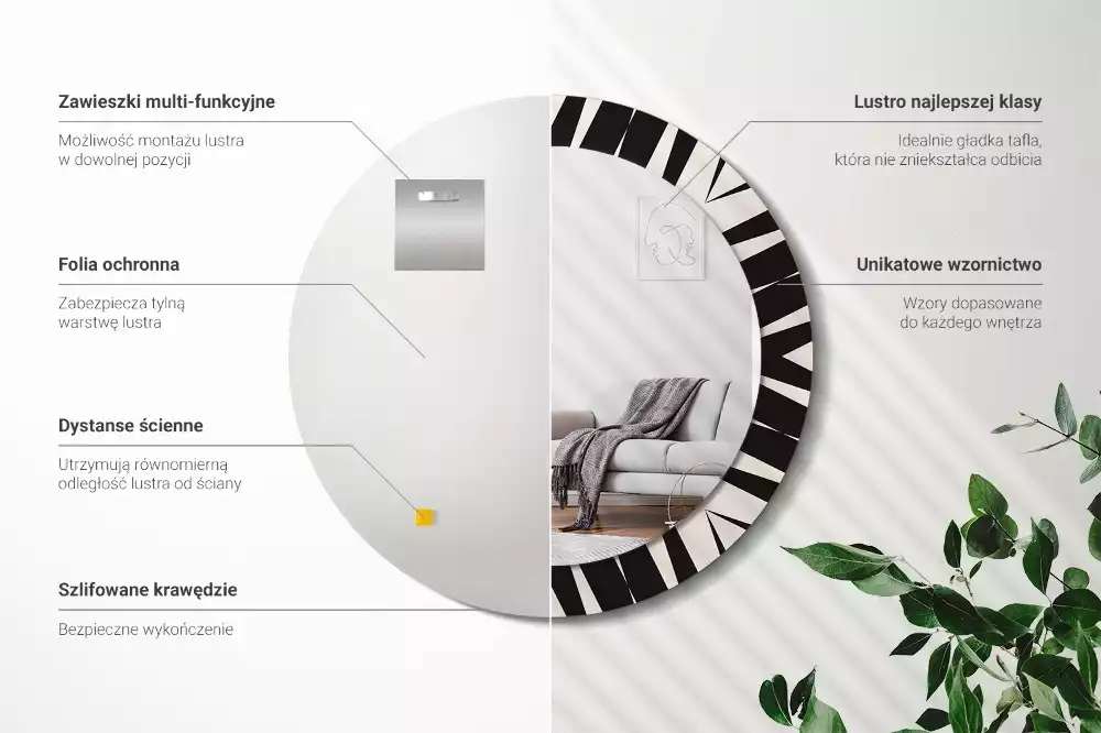 Bedrukte ronde spiegel Abstracte geometrie