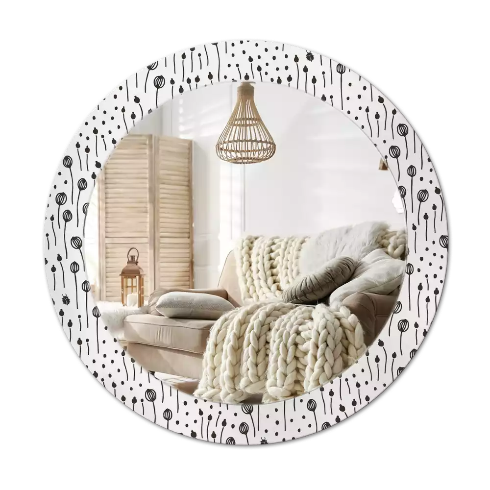 Bedrukte ronde spiegel Bloementekening