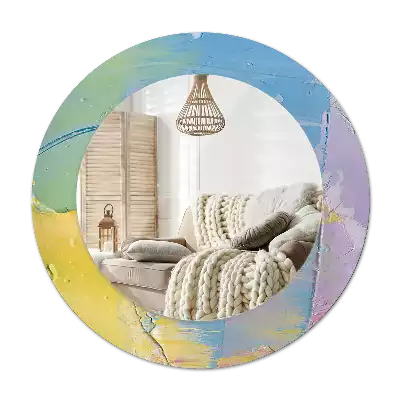 Ronde spiegel met decoratie Olieverf textuur