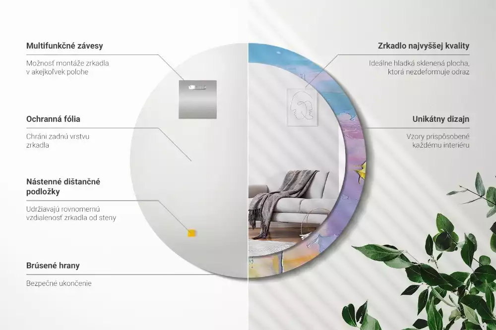 Ronde spiegel met decoratie Olieverf textuur