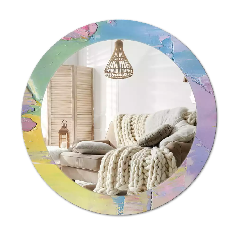 Ronde spiegel met decoratie Olieverf textuur