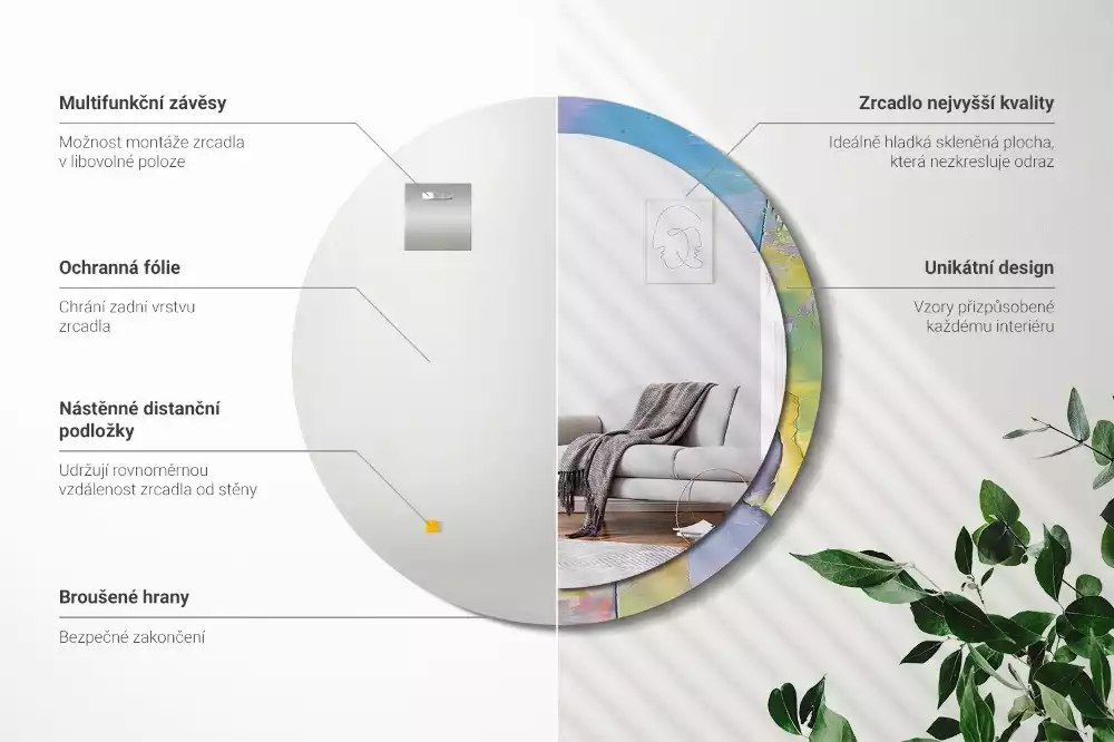 Ronde spiegel met decoratie Olieverf textuur