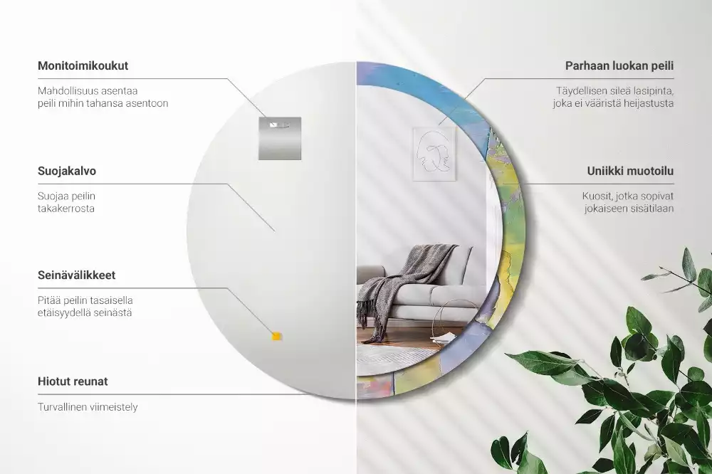 Ronde spiegel met decoratie Olieverf textuur