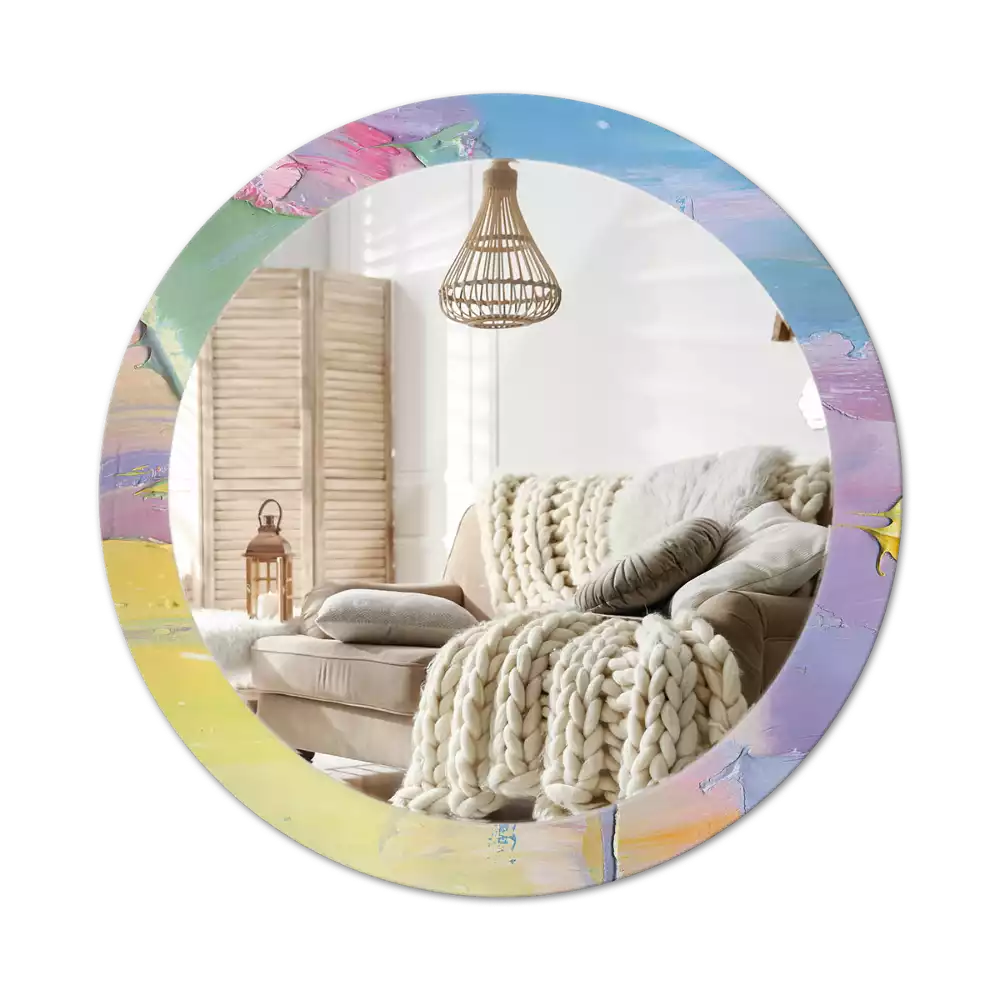 Ronde spiegel met decoratie Olieverf textuur