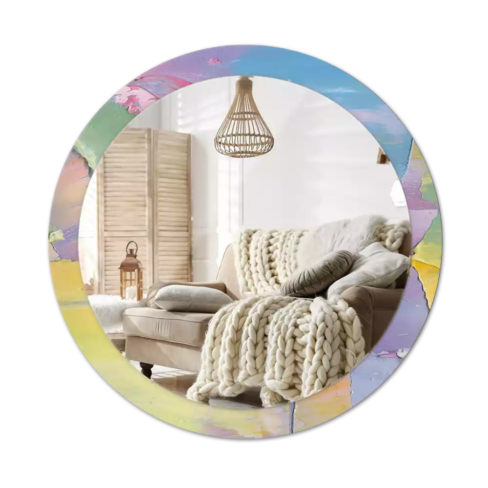 Ronde spiegel met decoratie Olieverf textuur