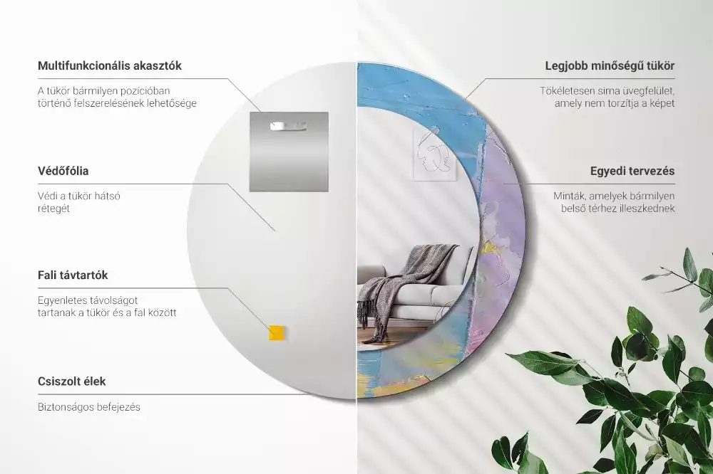 Ronde spiegel met decoratie Olieverf textuur