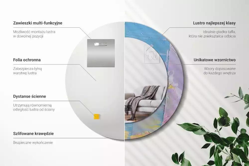 Ronde spiegel met decoratie Olieverf textuur