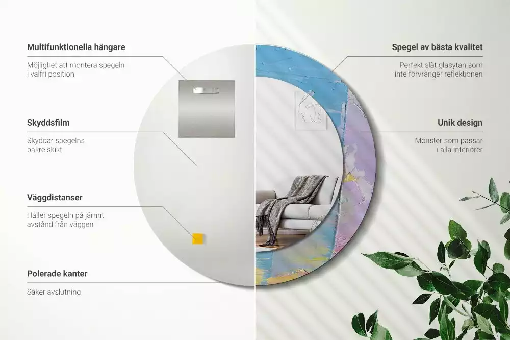 Ronde spiegel met decoratie Olieverf textuur