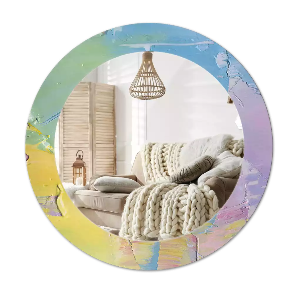 Ronde spiegel met decoratie Olieverf textuur