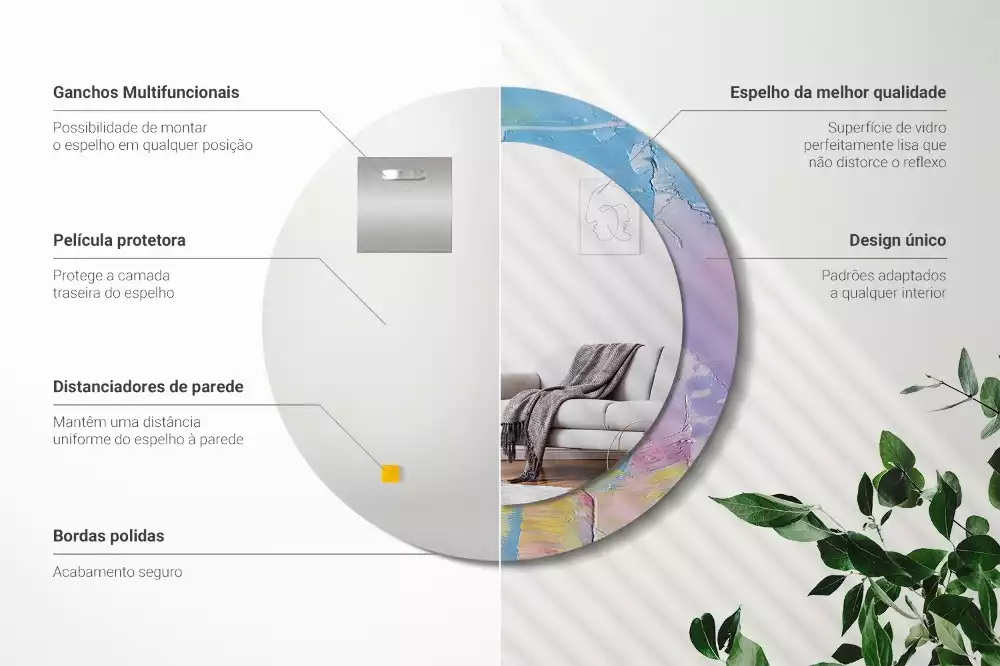 Ronde spiegel met decoratie Olieverf textuur