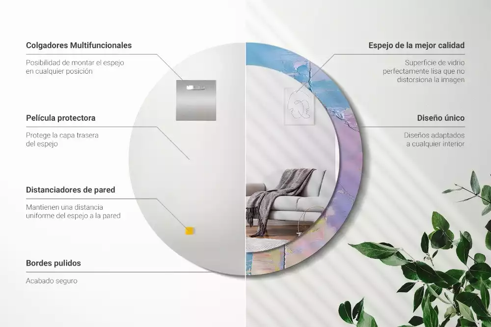 Ronde spiegel met decoratie Olieverf textuur