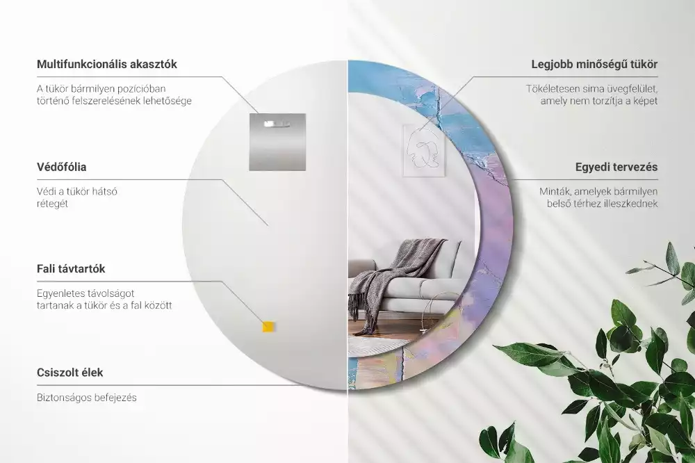 Ronde spiegel met decoratie Olieverf textuur