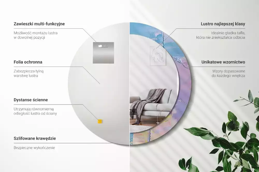 Ronde spiegel met decoratie Olieverf textuur