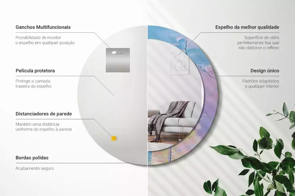 Ronde spiegel met decoratie Olieverf textuur