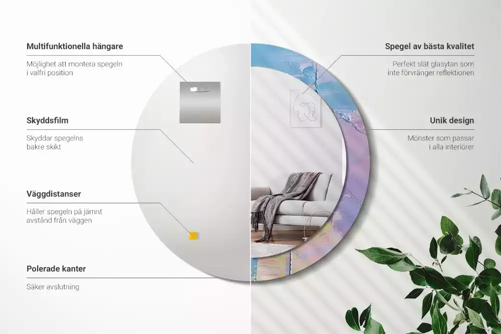 Ronde spiegel met decoratie Olieverf textuur