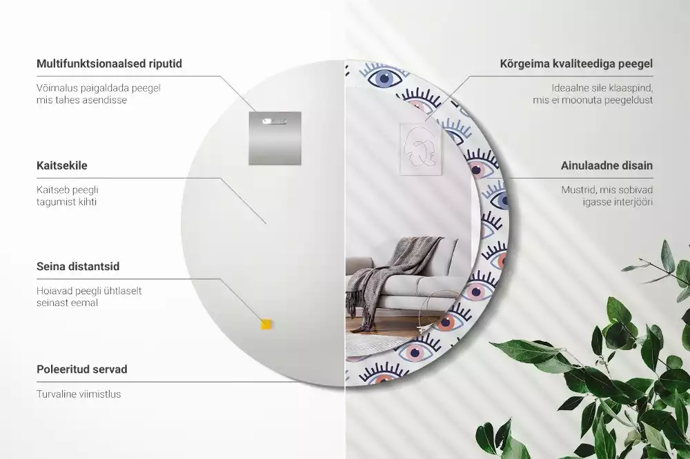 Bedrukte ronde spiegel Ogen