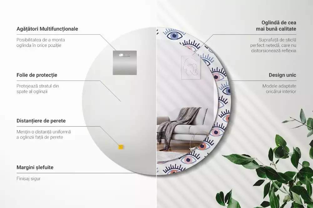 Bedrukte ronde spiegel Ogen