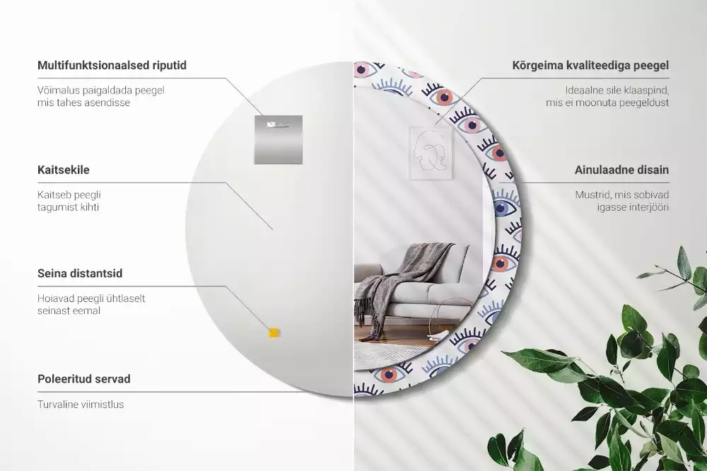 Bedrukte ronde spiegel Ogen