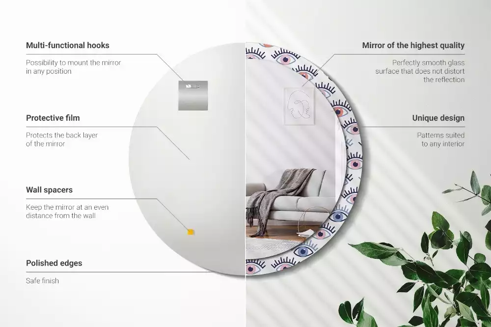 Bedrukte ronde spiegel Ogen