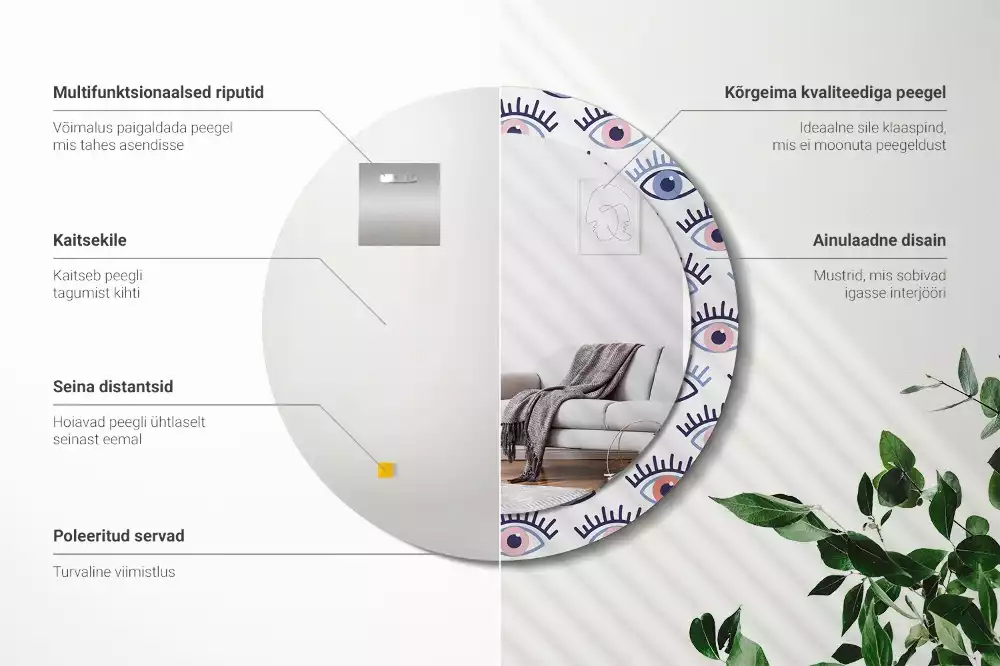 Bedrukte ronde spiegel Ogen