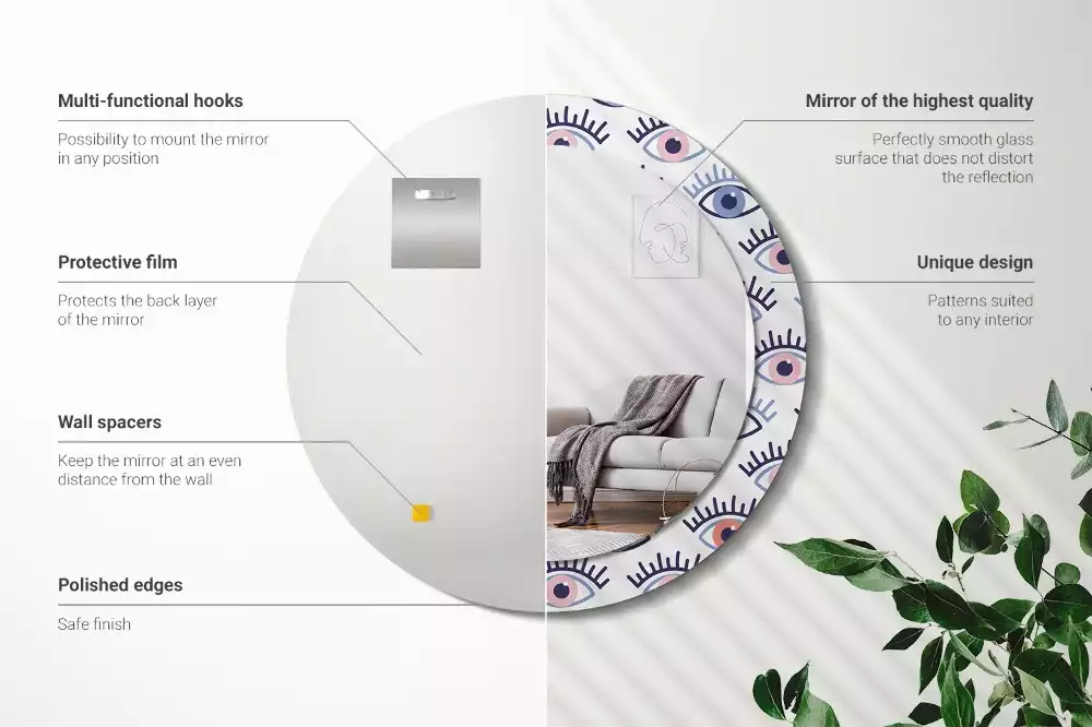 Bedrukte ronde spiegel Ogen