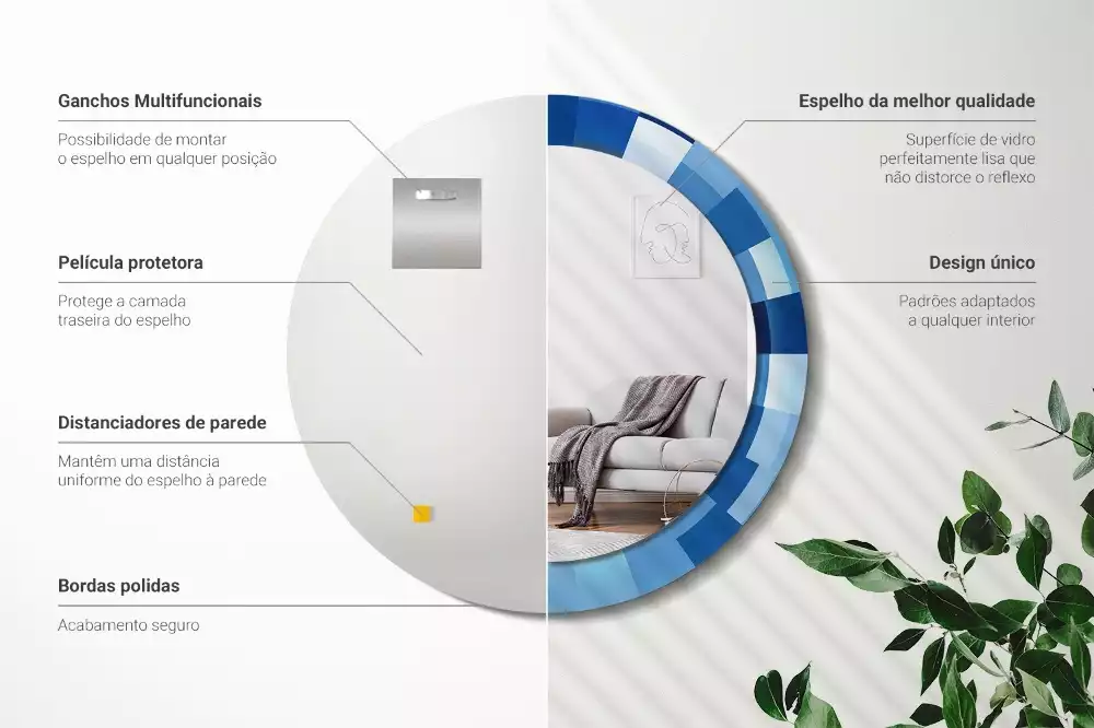 Bedrukte ronde spiegel Blauwe abstractie