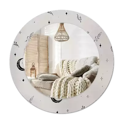 Bedrukte ronde spiegel Doodle planten