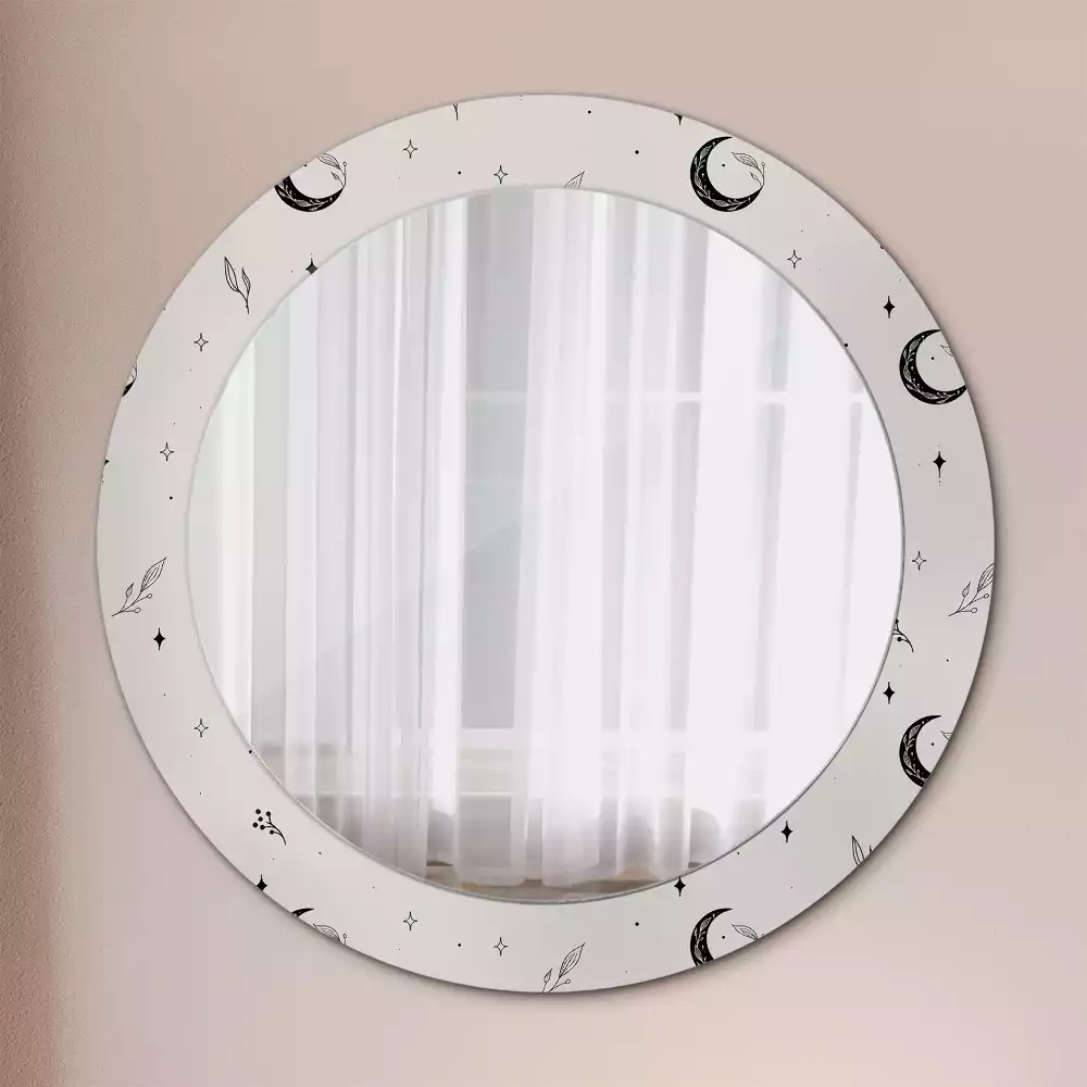 Bedrukte ronde spiegel Doodle planten