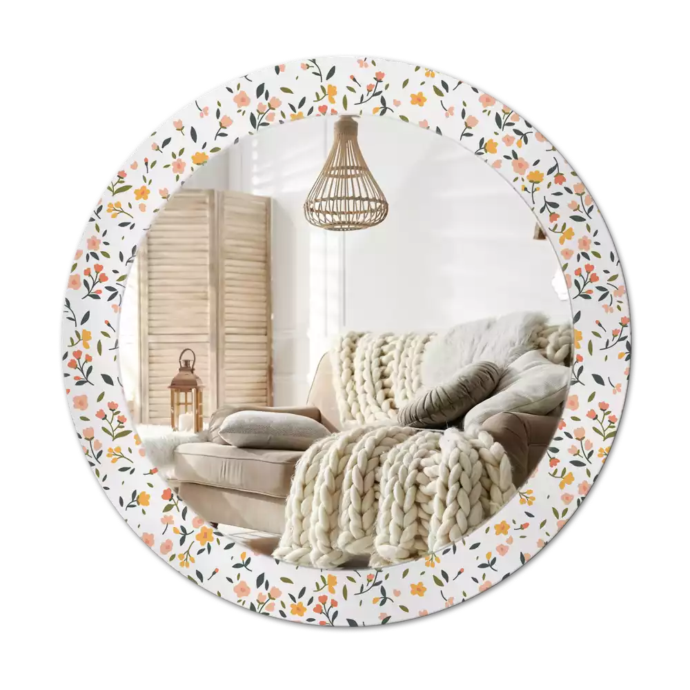 Ronde spiegel met decoratie Kleine bloemen