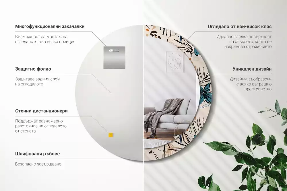 Bedrukte ronde spiegel Jungle patroon bloemen