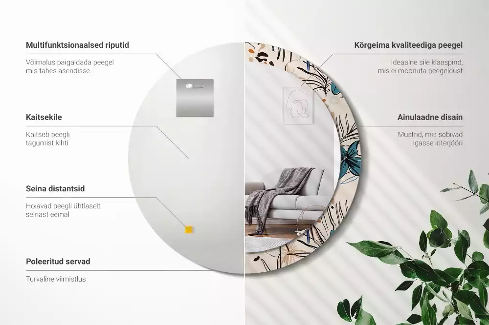 Bedrukte ronde spiegel Jungle patroon bloemen