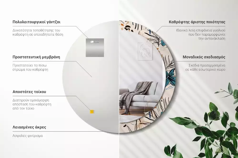 Bedrukte ronde spiegel Jungle patroon bloemen