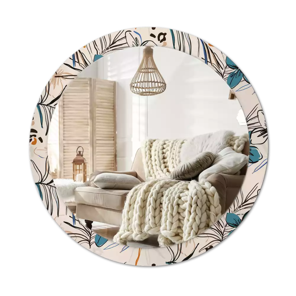 Bedrukte ronde spiegel Jungle patroon bloemen