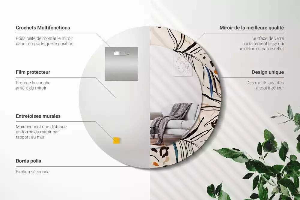 Bedrukte ronde spiegel Jungle patroon bloemen