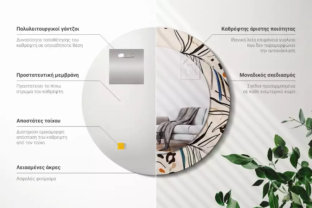 Bedrukte ronde spiegel Jungle patroon bloemen