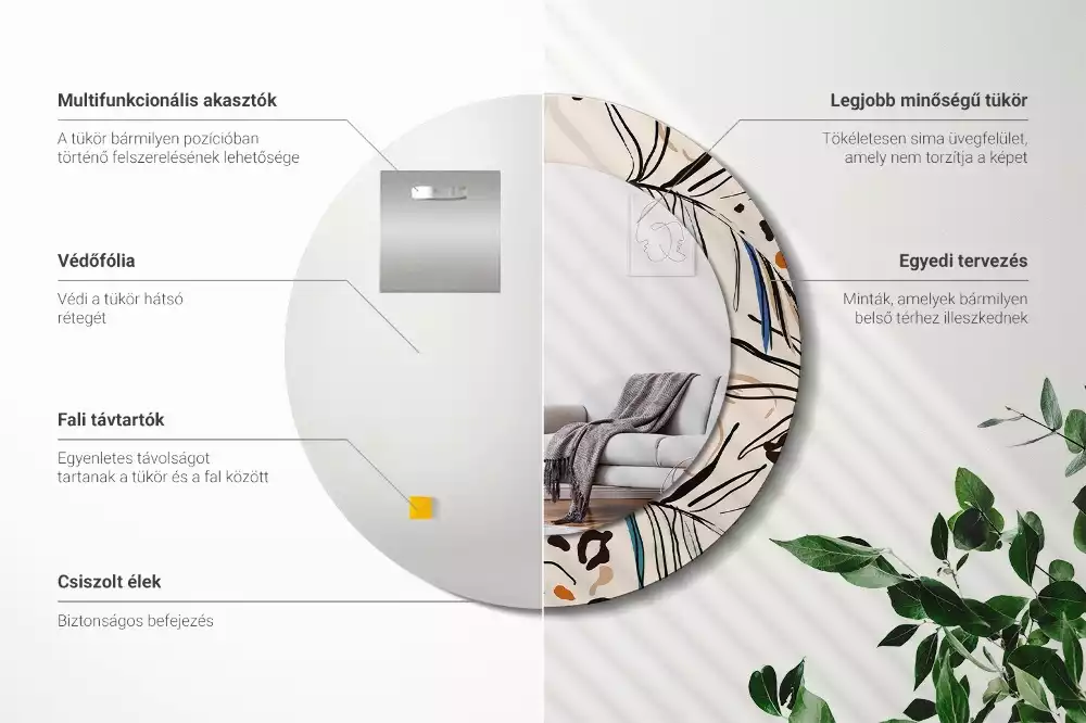 Bedrukte ronde spiegel Jungle patroon bloemen