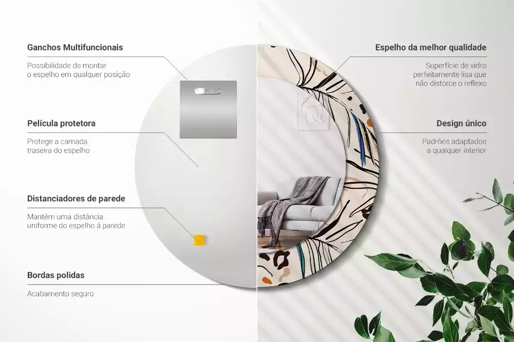 Bedrukte ronde spiegel Jungle patroon bloemen