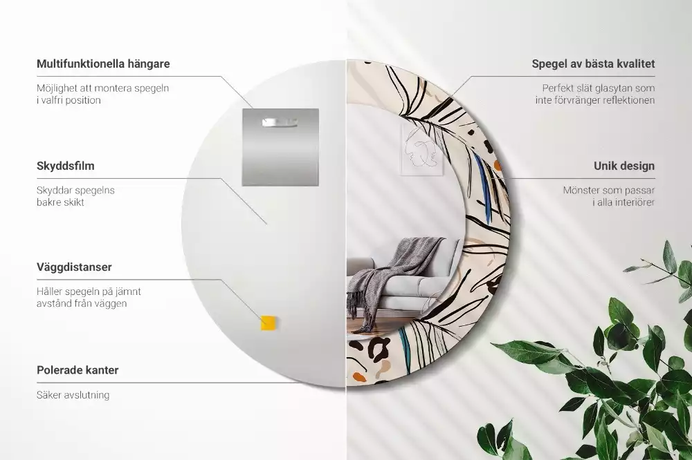 Bedrukte ronde spiegel Jungle patroon bloemen