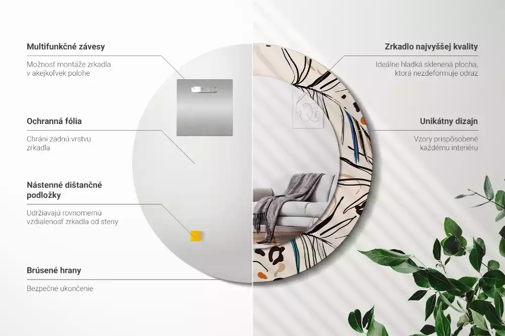 Bedrukte ronde spiegel Jungle patroon bloemen