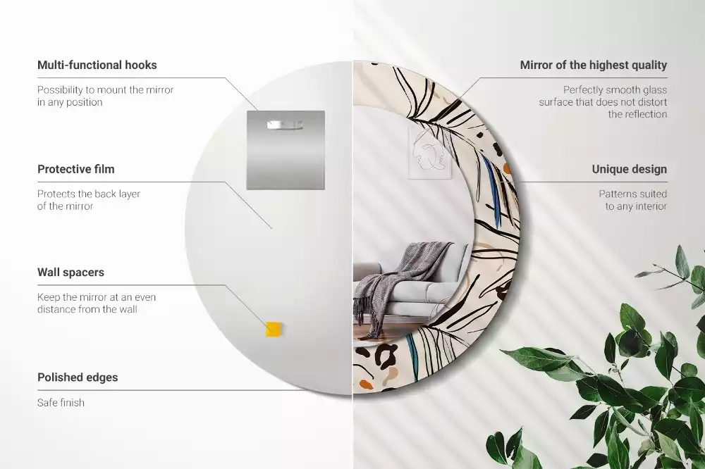 Bedrukte ronde spiegel Jungle patroon bloemen