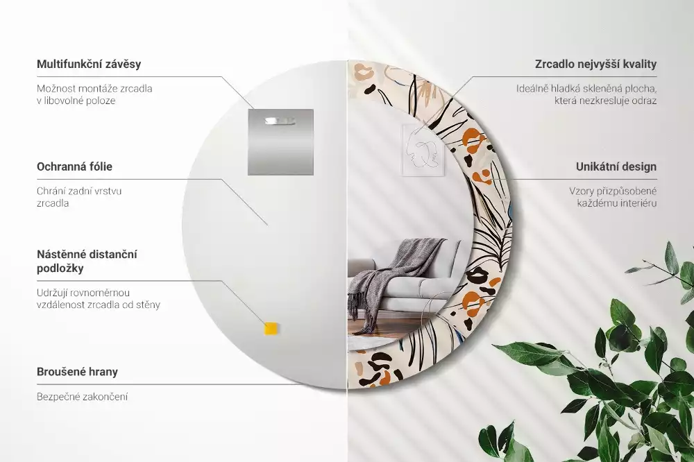 Bedrukte ronde spiegel Jungle patroon bloemen